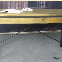 欧式铁艺复古多功能组合办公桌 简易书房学习带柜实木办公桌定制