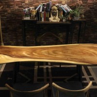 胡桃木全烘干实木大板简约原木北欧工业风设计师桌家用办公桌家具