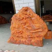晚霞红大理石园林雕塑.浮雕奇石产地 是您的办公室靓丽的风景